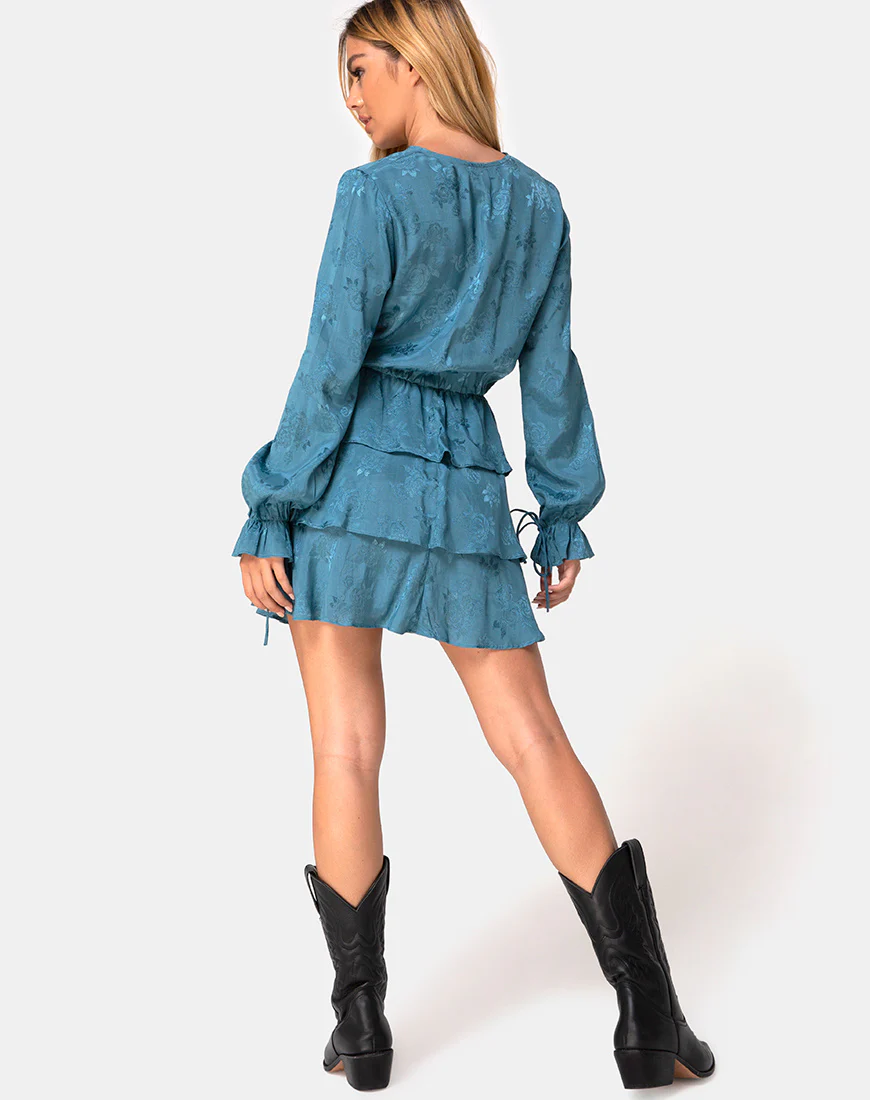 Kepsibelle Dress in Satin Rose Dusty Blue - Image 4