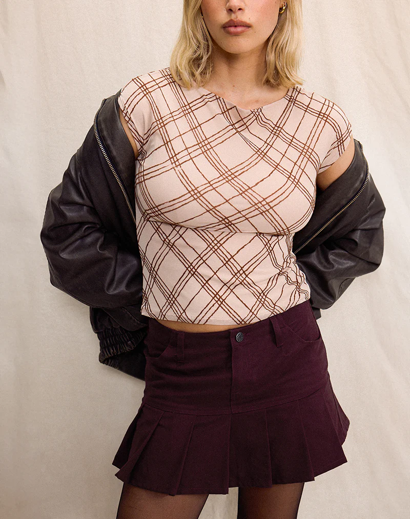Keripa Pleat Mini Skirt in Redwood - Image 4