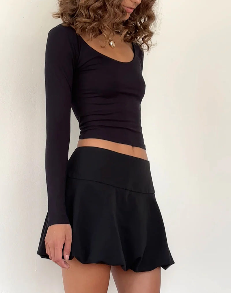 Keshi Puffball Mini Skirt in Black - Image 5