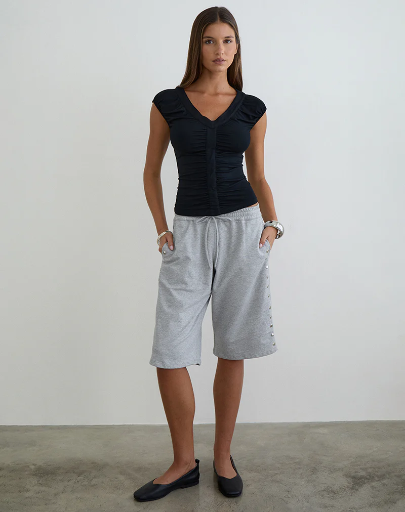 Kether Basketball Studded Short in Grey Marl - Image 3