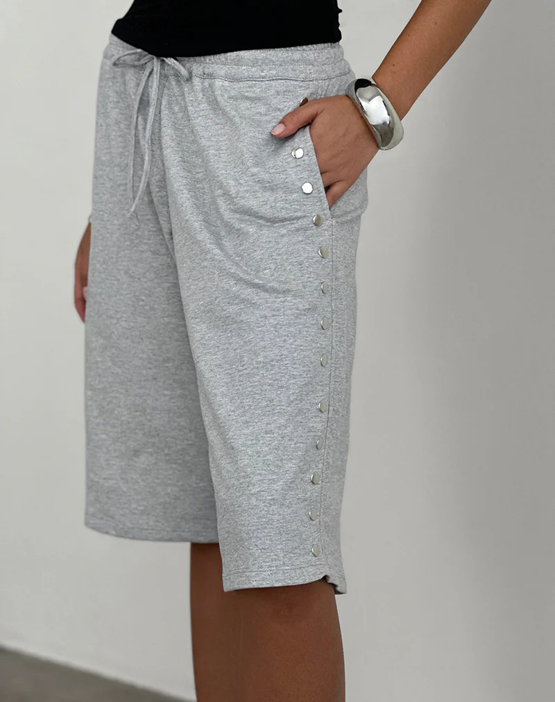 Kether Basketball Studded Short in Grey Marl - Image 5