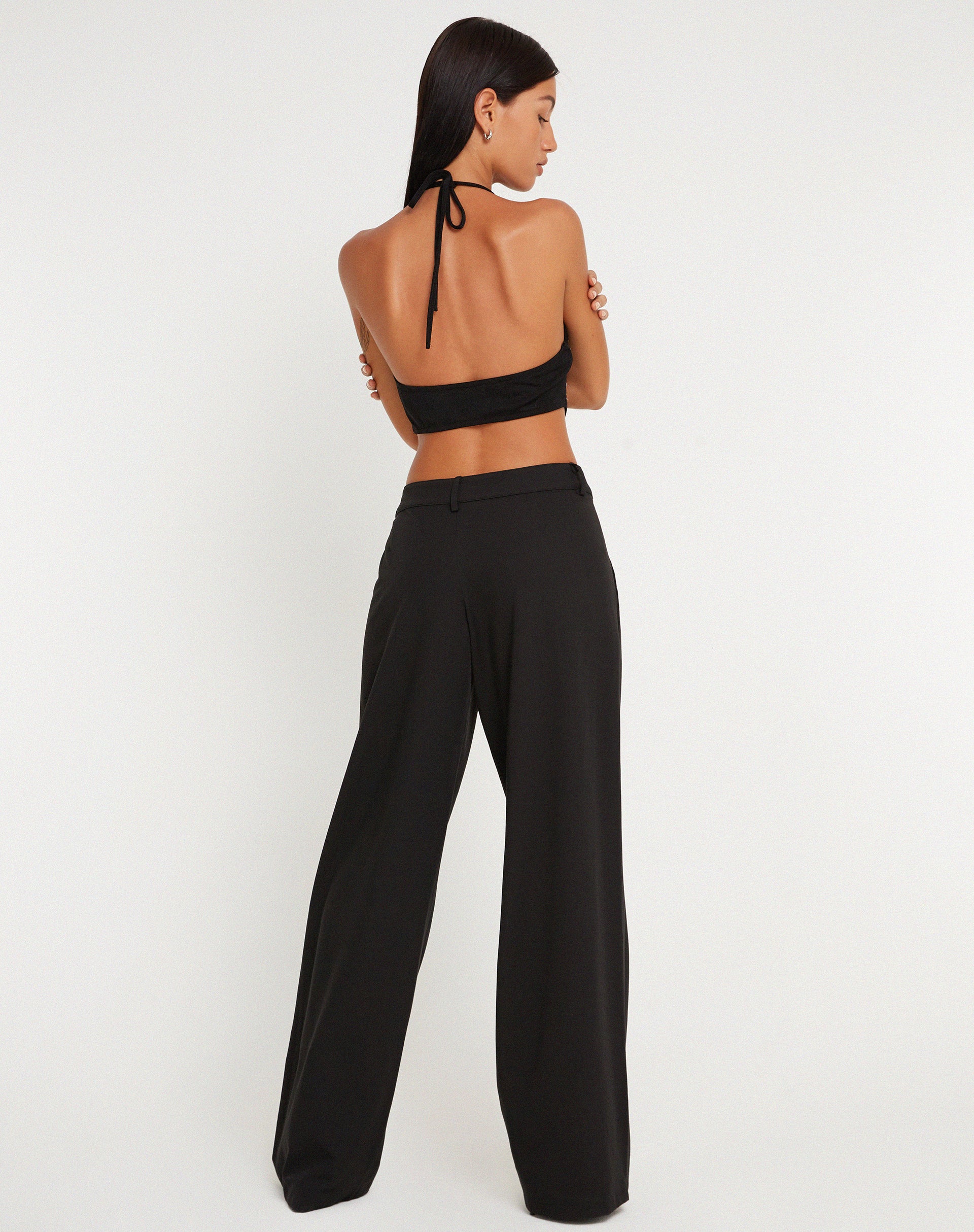 Ketida Halterneck Crop Top in Black Diamante - Image 7