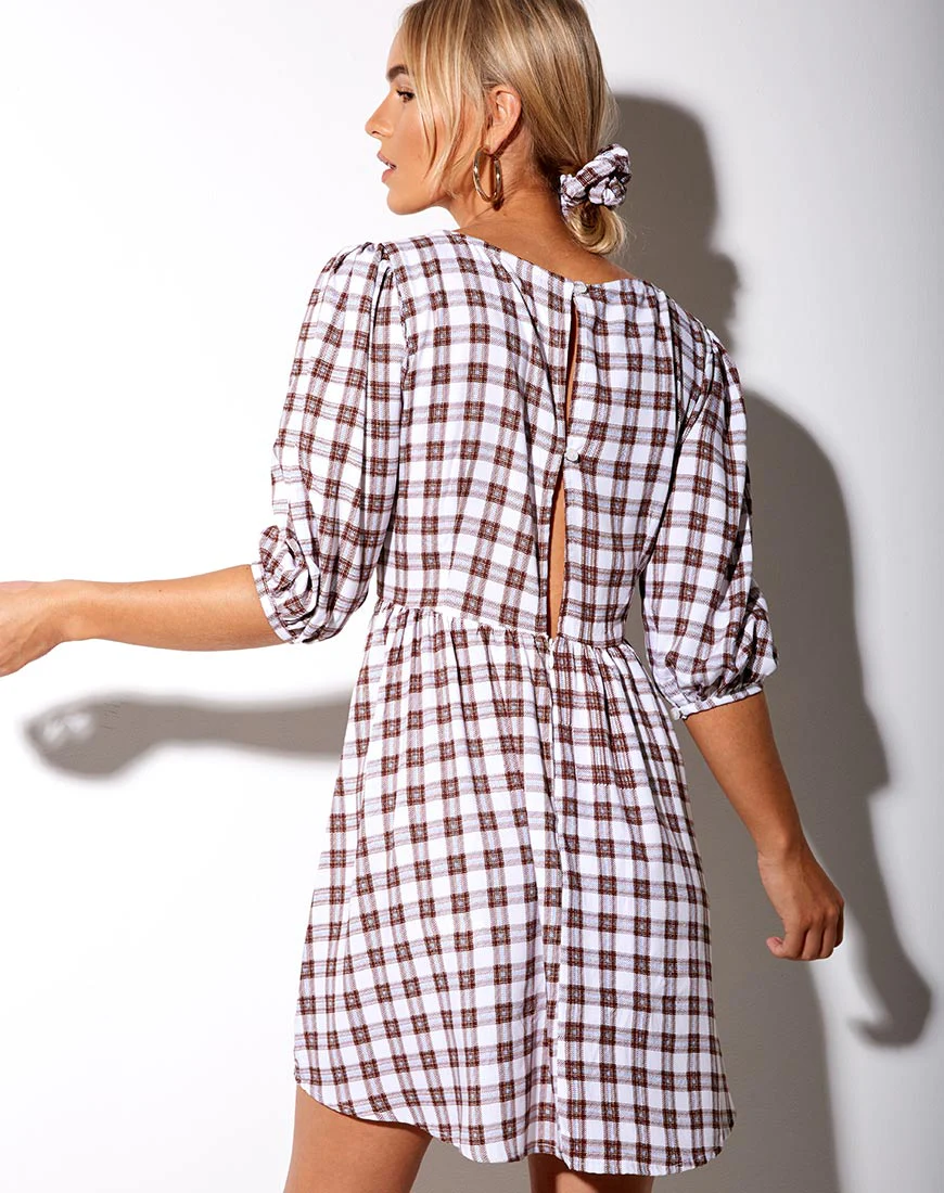 Kezie Dress in Checkmate Brown - Image 2