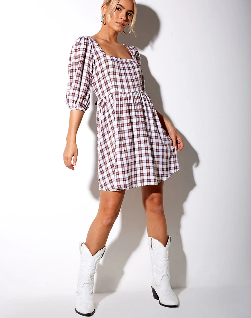 Kezie Dress in Checkmate Brown - Image 3