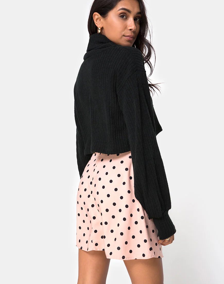 Khabel A-Line Skirt in New Polka Nude Black - Image 2