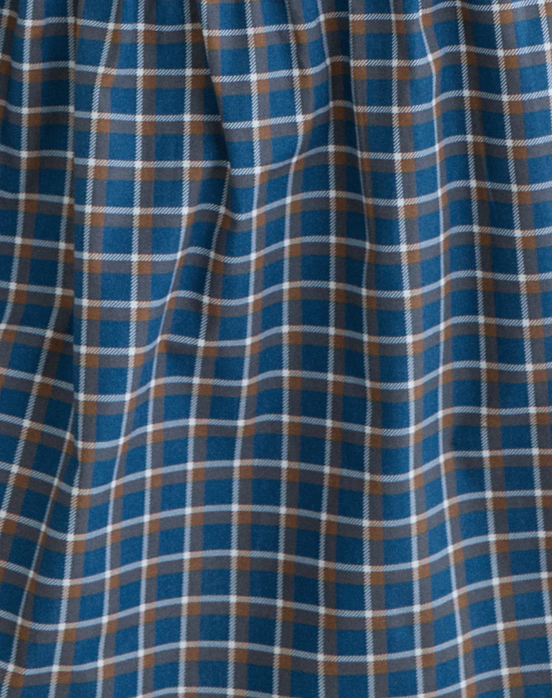 Khimar Gathered Midi Skirt in Medium Tartan Blue - Image 7