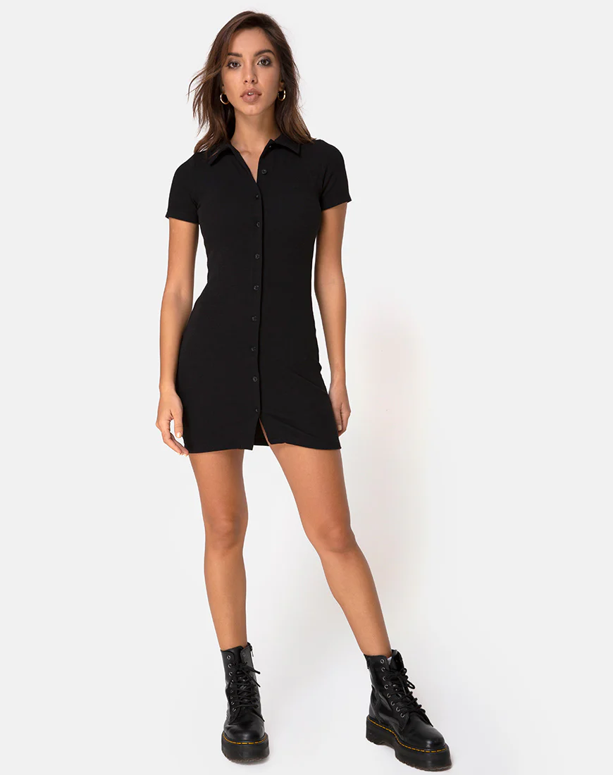 Kia Dress in Black Rib - Image 3