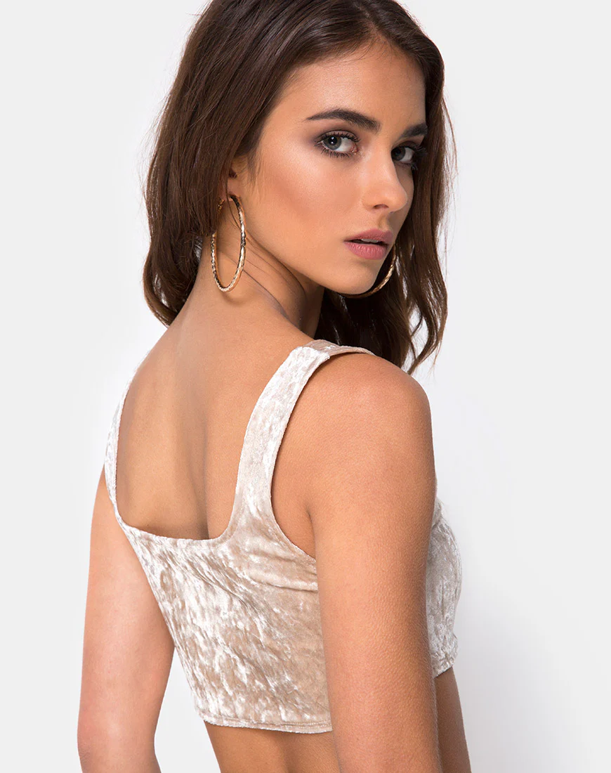 Kim Top in Crushed Velvet Cream - Image 2