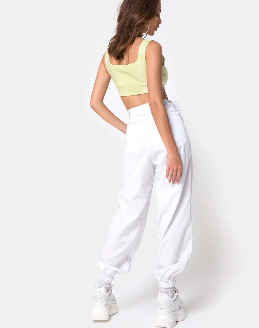 Kim Crop Top in Pistachio with Clear Sequin - Image 4