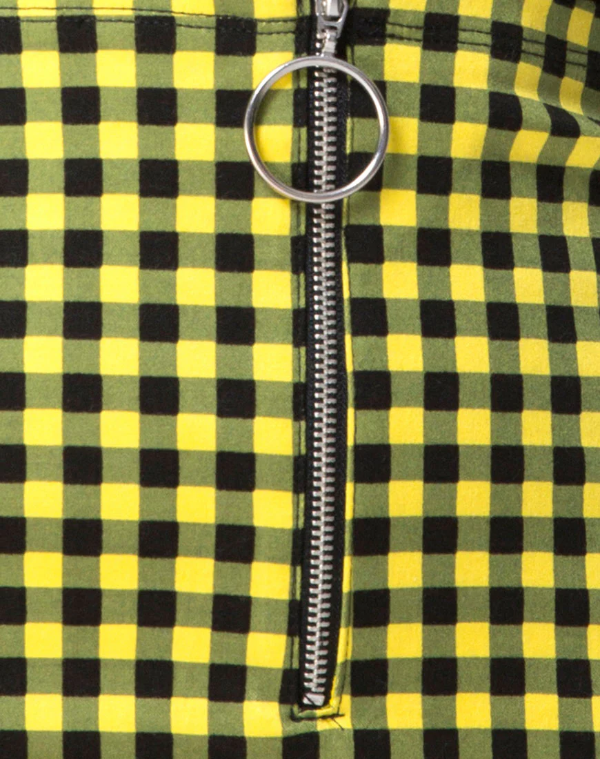 Kimber Bodycon Skirt in Medium Gingham Yellow - Image 5