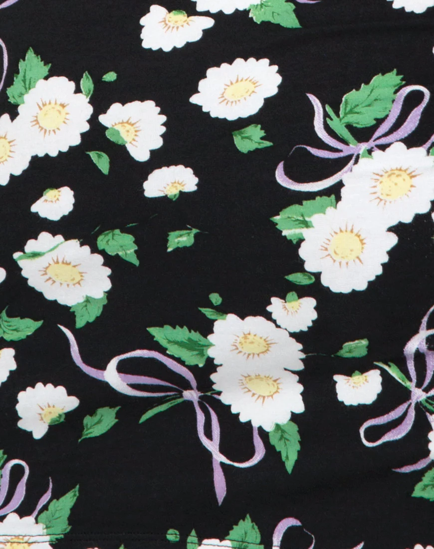 Kimmy Bodycon Skirt in Daisy Ribbon Black - Image 5