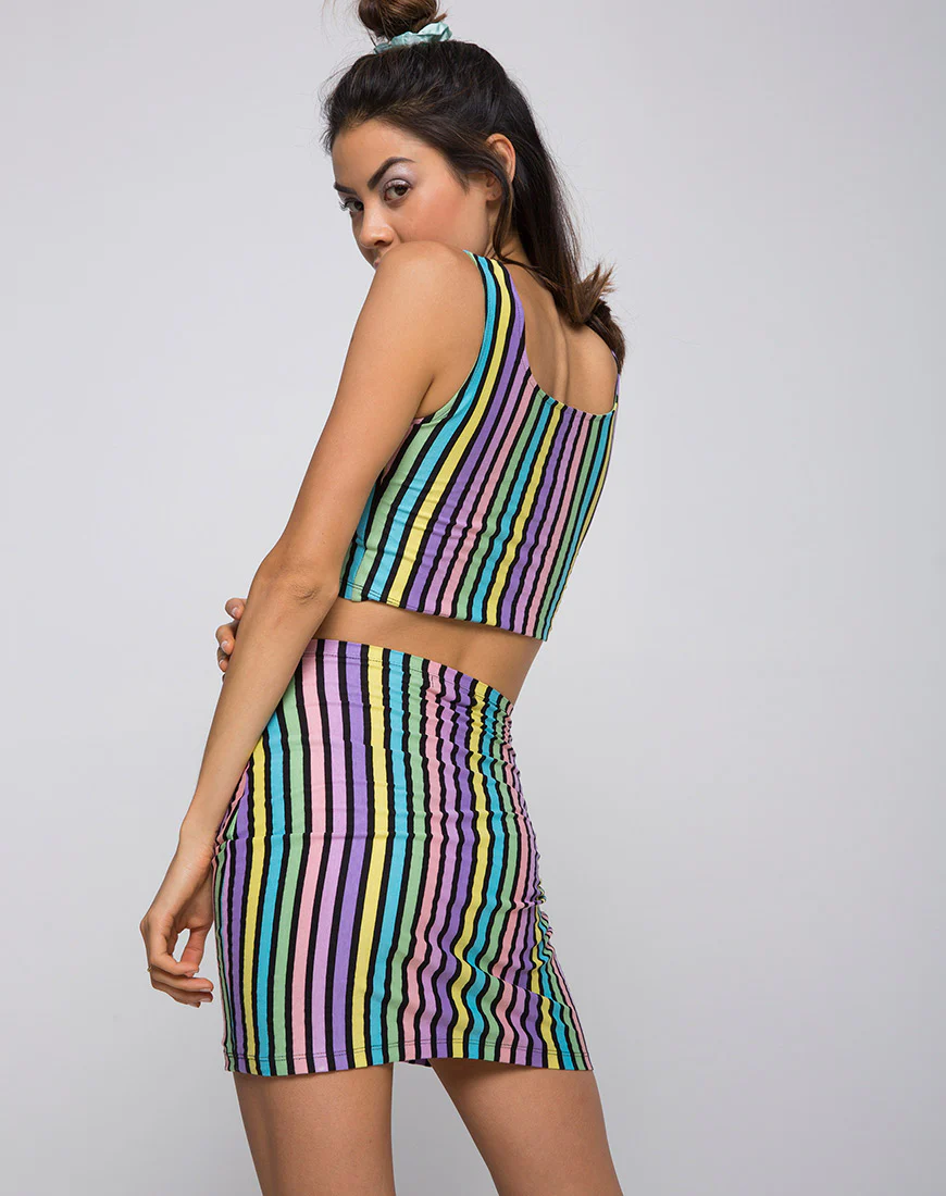 Kimmy Bodycon Skirt in New Stripe - Image 2