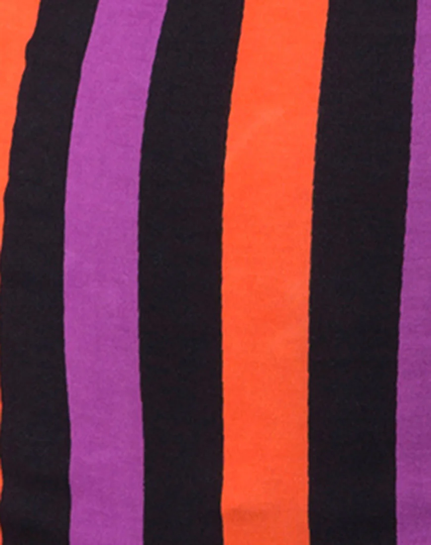 Kimmy Bodycon Skirt in Purple and Orange Stripe - Image 5