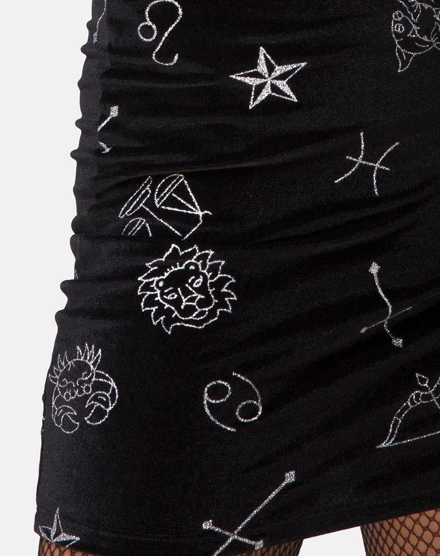 Kimmy Mini Skirt in Black Medium Astro Glitter - Image 5