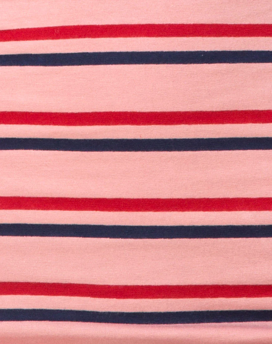 Kimmy Skirt in 70's Stripe Pink Horizontal - Image 5