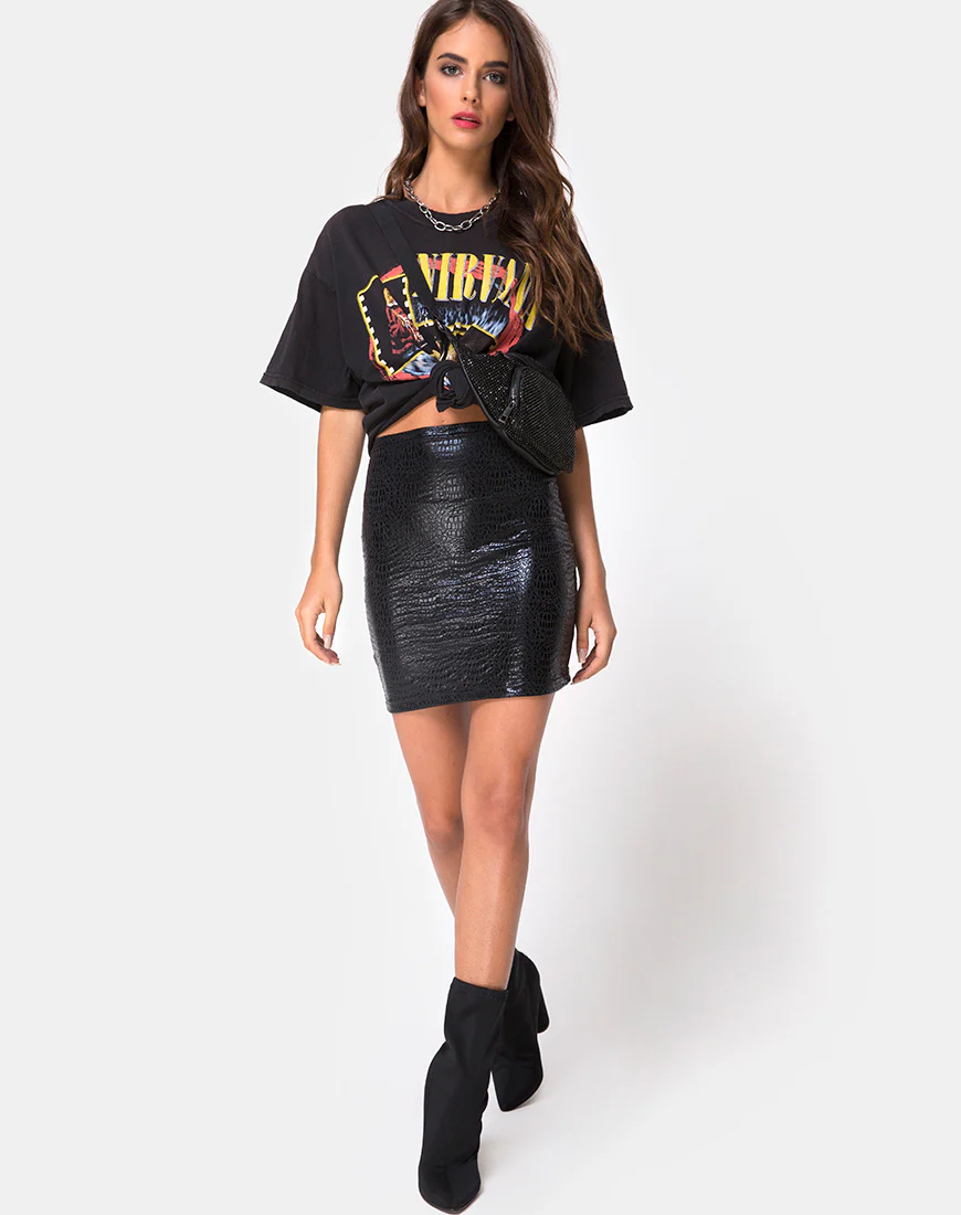 Kimmy Skirt in Snake Black - Image 3