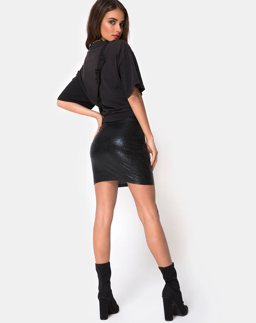 Kimmy Skirt in Snake Black - Image 4