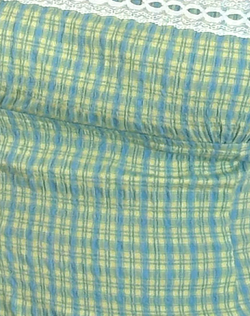 Kinaya Cami Top in Blue and Yellow Check - Image 6