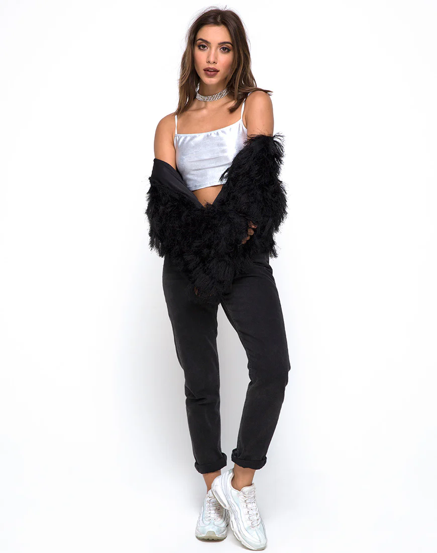 Kini Crop Top in Spandex Silver - Image 3