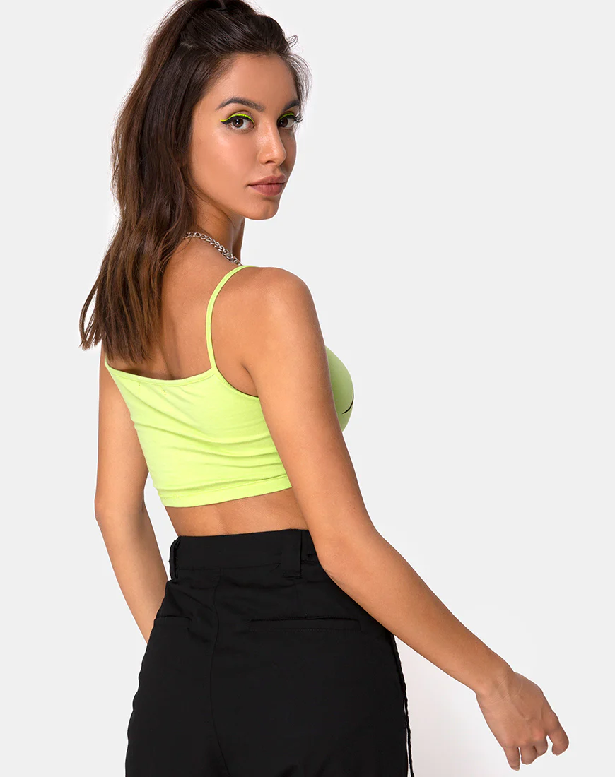 Kini Crop Top in Green with Black Tribal Placement - Image 2