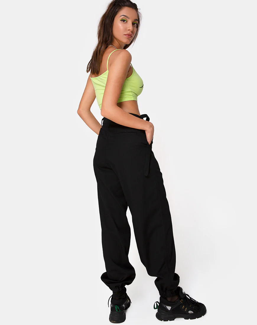 Kini Crop Top in Green with Black Tribal Placement - Image 4