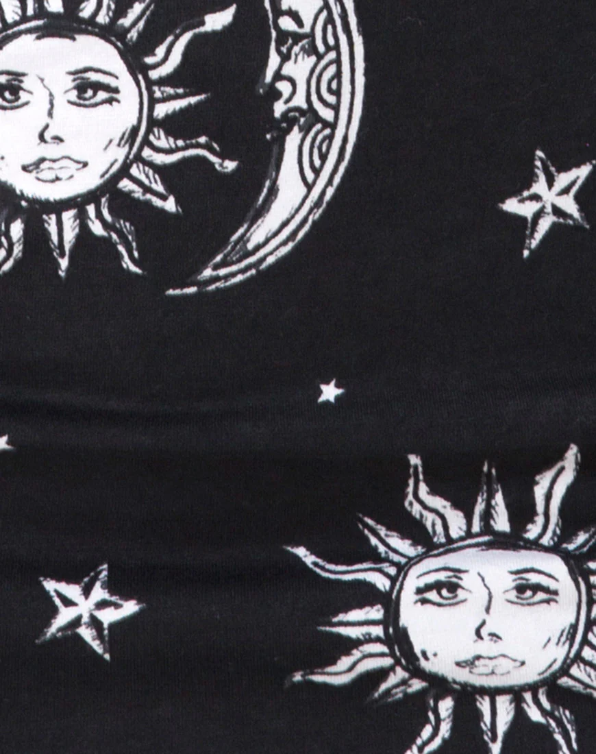 Kini Crop Top in Sun Moon Stars BW - Image 5
