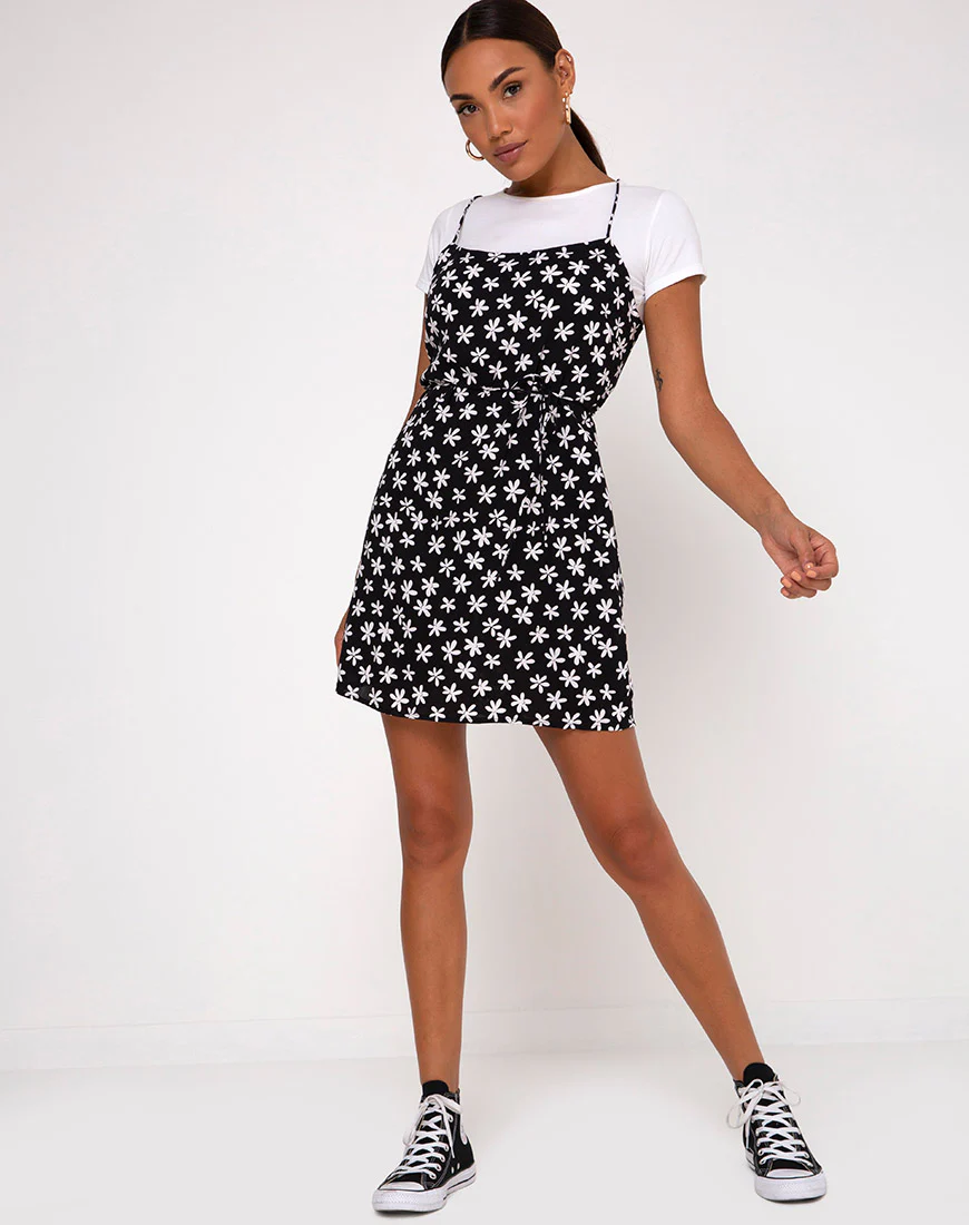 Kinley Slip Dress in 90's Daisy Black and White - Image 3