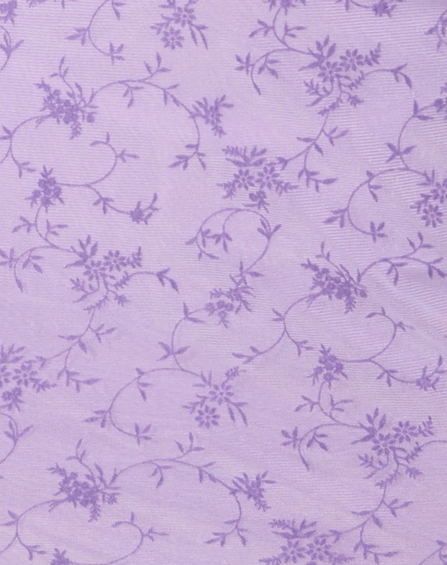Kinnie Mini Skirt in Love Bloom Flock Lilac - Image 5