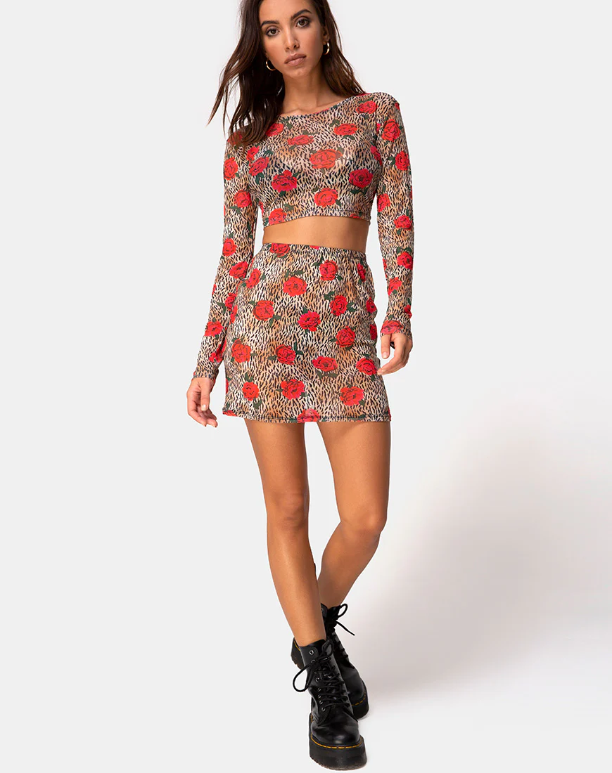 Kinnie Mini Skirt in Tiger Rose - Image 3