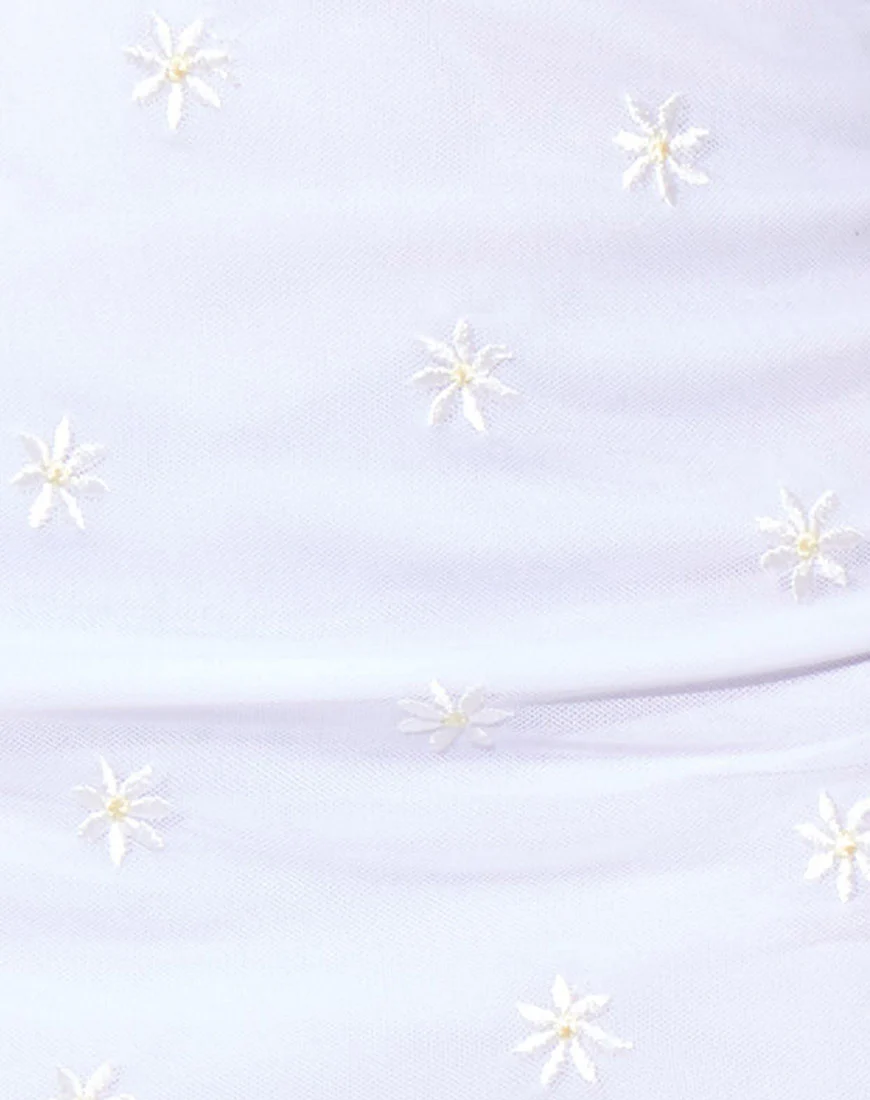 Kinnie Mini Skirt in White Daisy Embro White - Image 9
