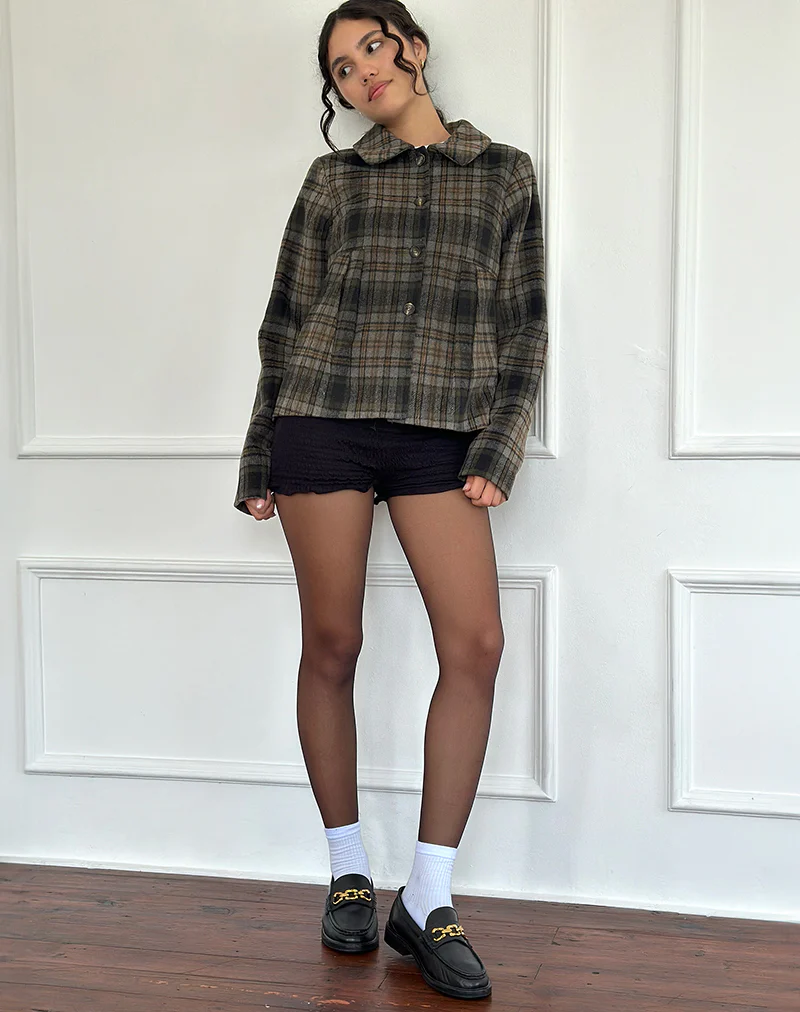 Kisaki Swing Coat in Check Yellow - Image 3