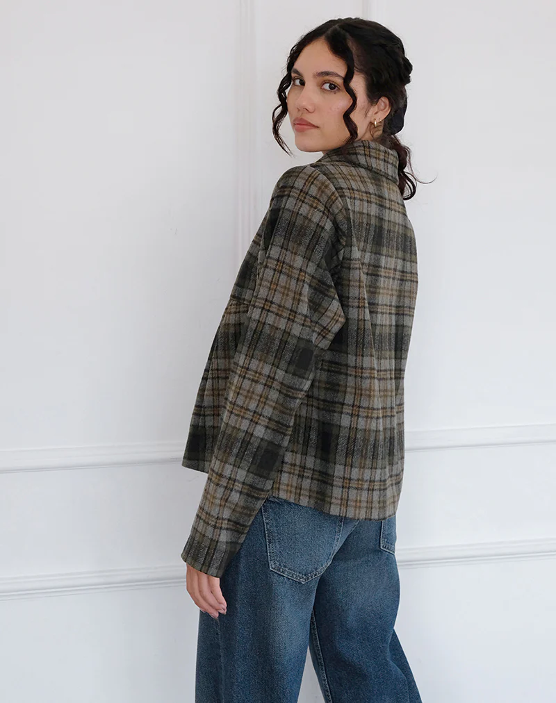Kisaki Swing Coat in Check Yellow - Image 4