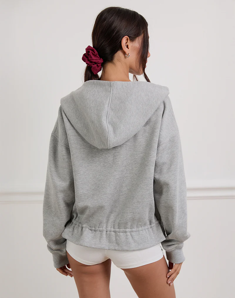 Kit Cinched Waist Hoodie in Grey Marl - Image 6