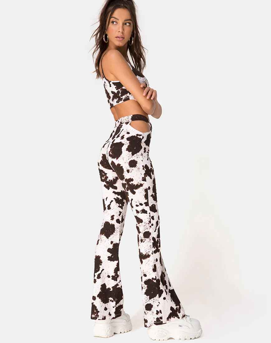 Kiva Trouser in Cow Hide Brown and White - Image 3