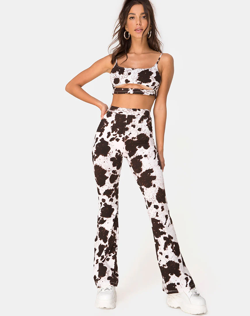 Kiva Trouser in Cow Hide Brown and White - Image 4