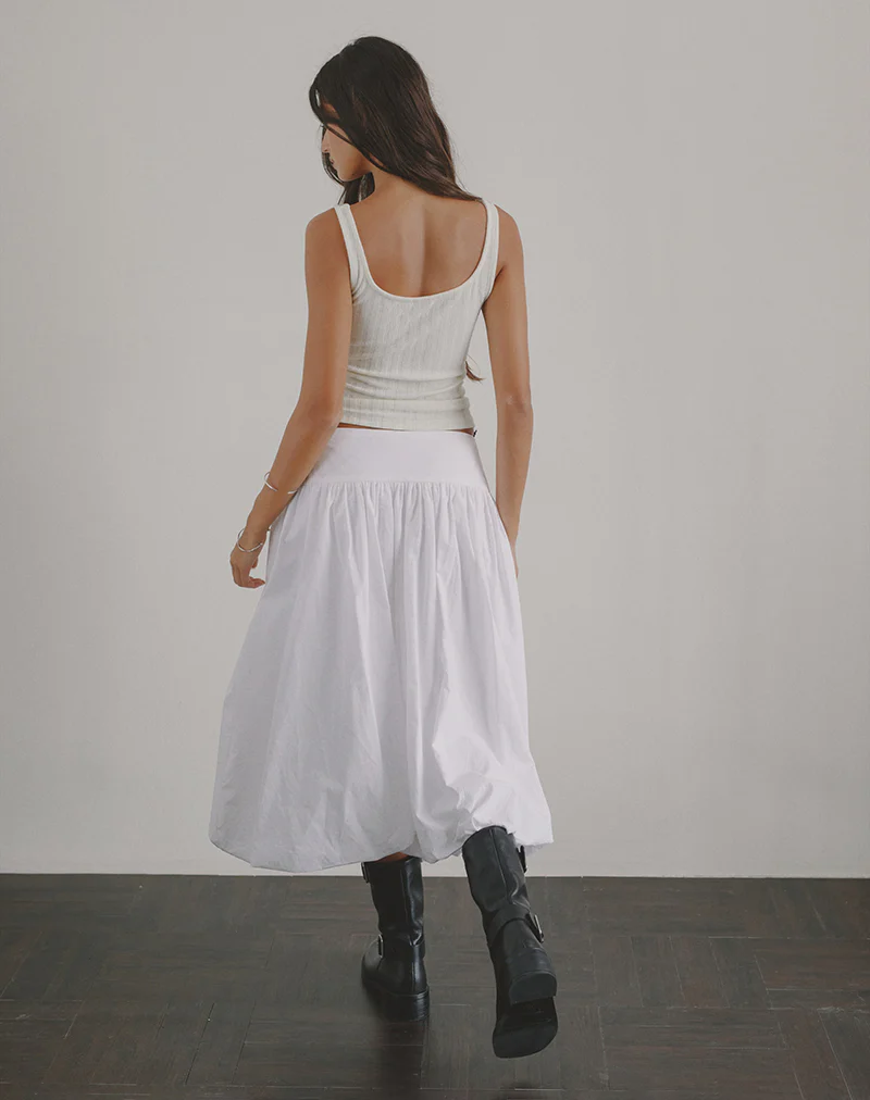 Kiyono Maxi Skirt in Poplin White - Image 3