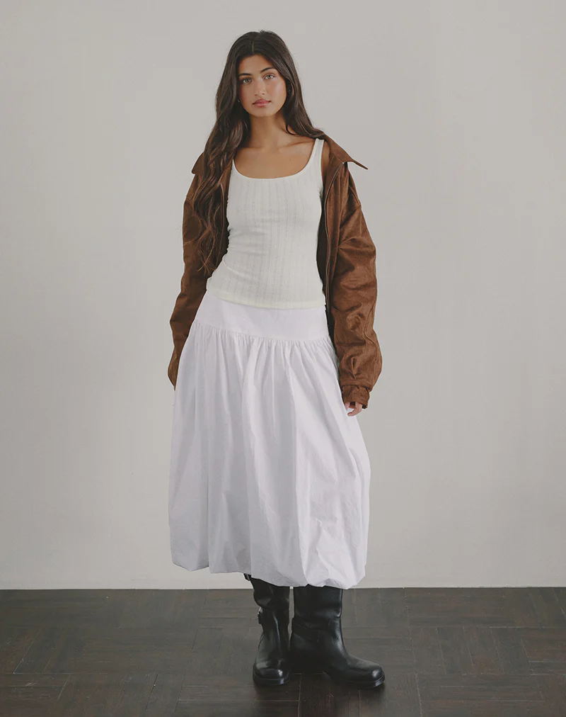 Kiyono Maxi Skirt in Poplin White - Image 4