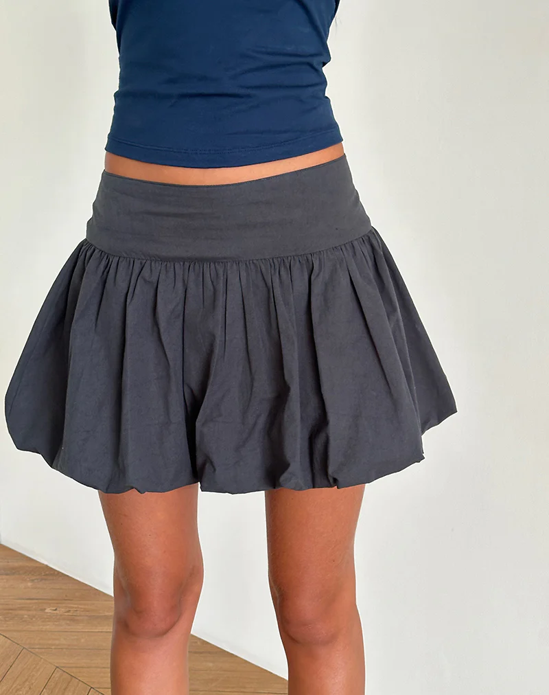 Kiyowo Puffball Mini Skirt in Charcoal Grey - Image 4