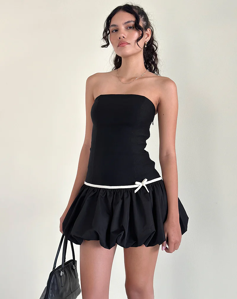 Klaita Puffball Mini Dress in Black - Image 3