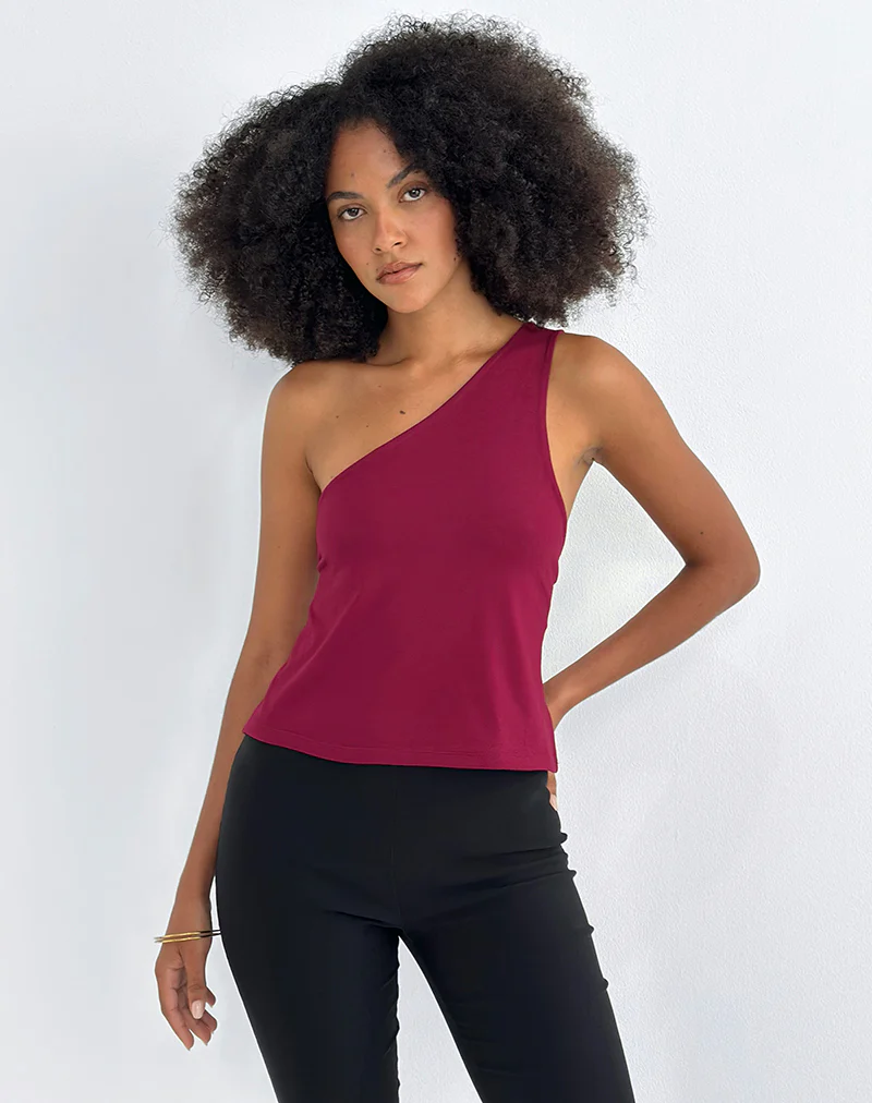 Klazari Top in Rayon Jersey Burgundy - Image 3