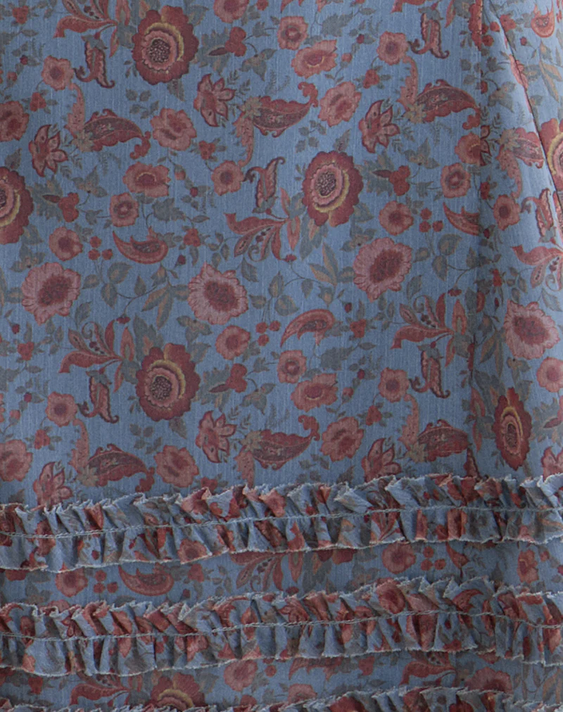 Koharu Mini Dress in Shadow Blossom Blue Chiffon - Image 6