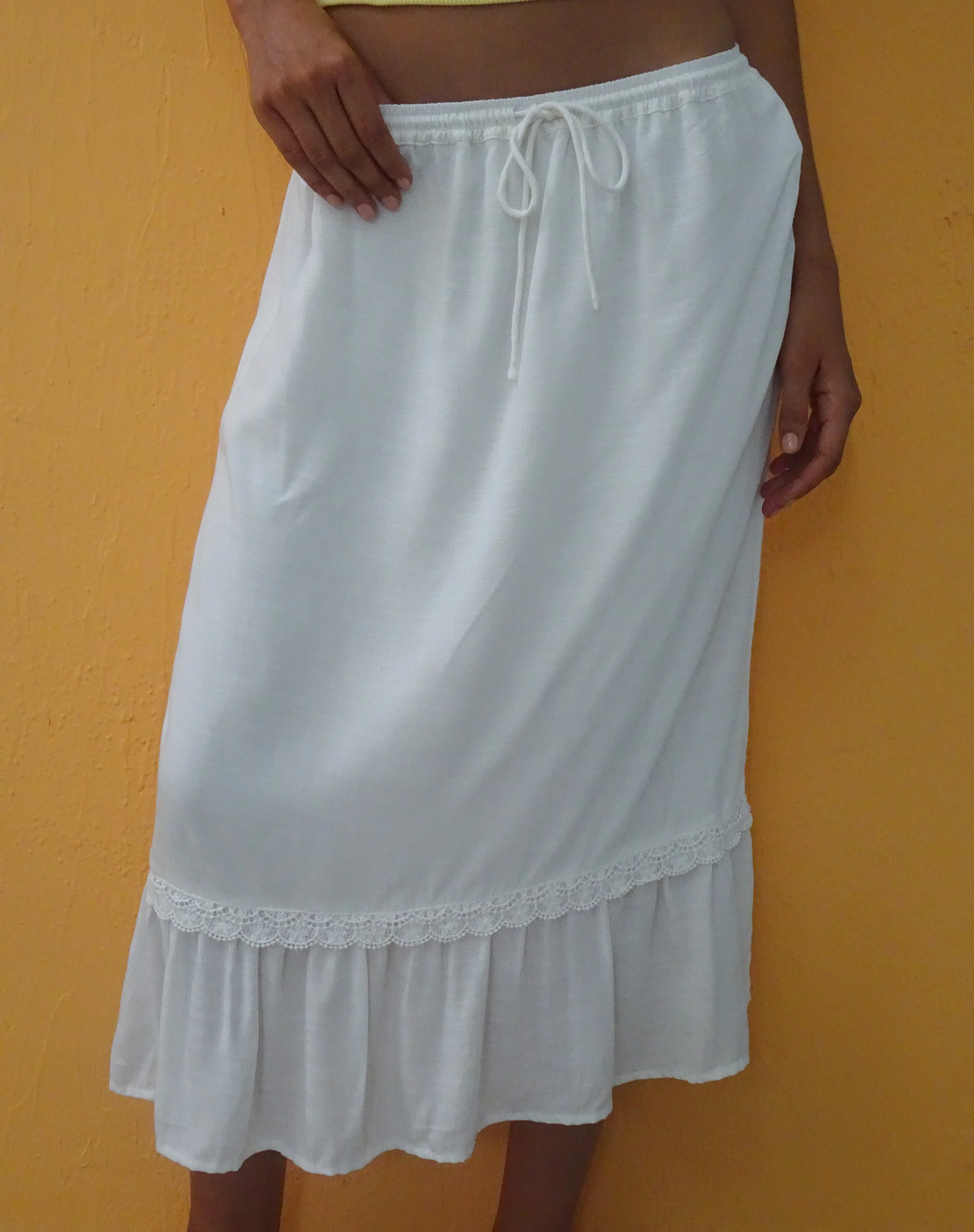 Kokies Frill Hem Midi Skirt in White - Image 3