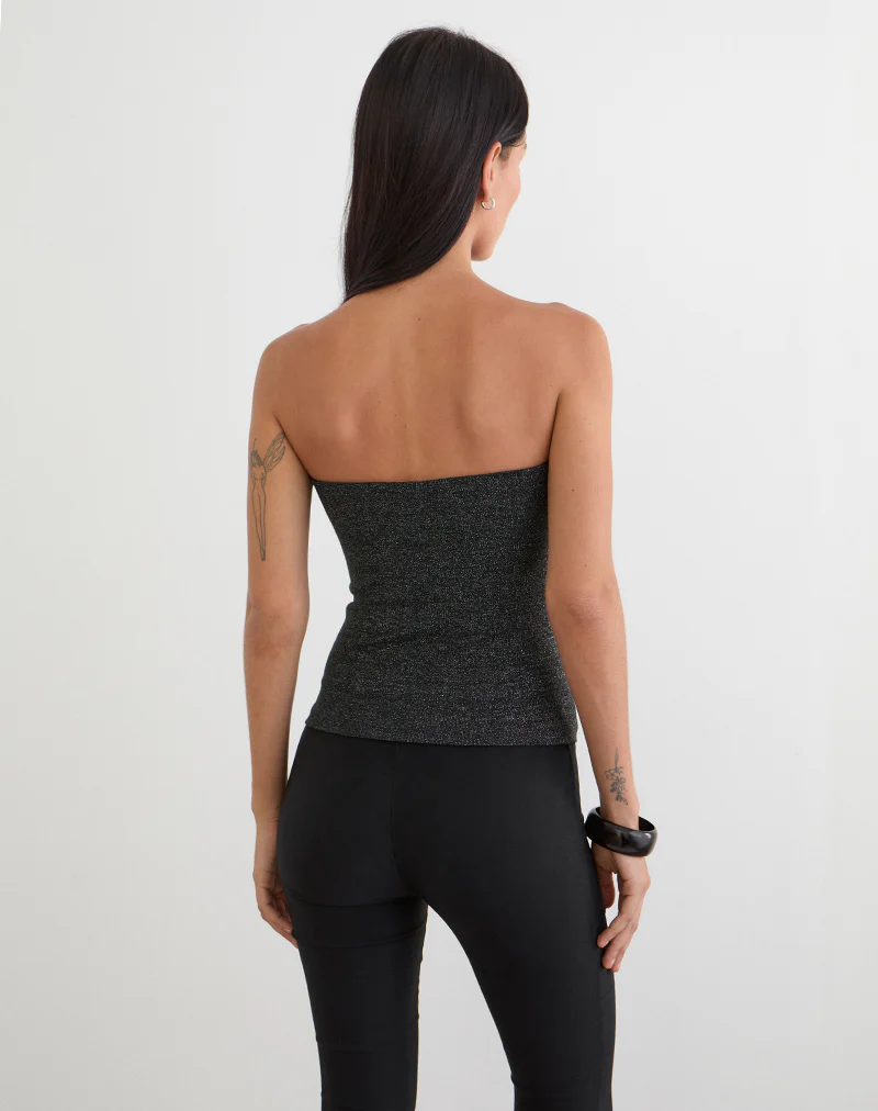 Kolisa Ruched Bust Top in Black - Image 4