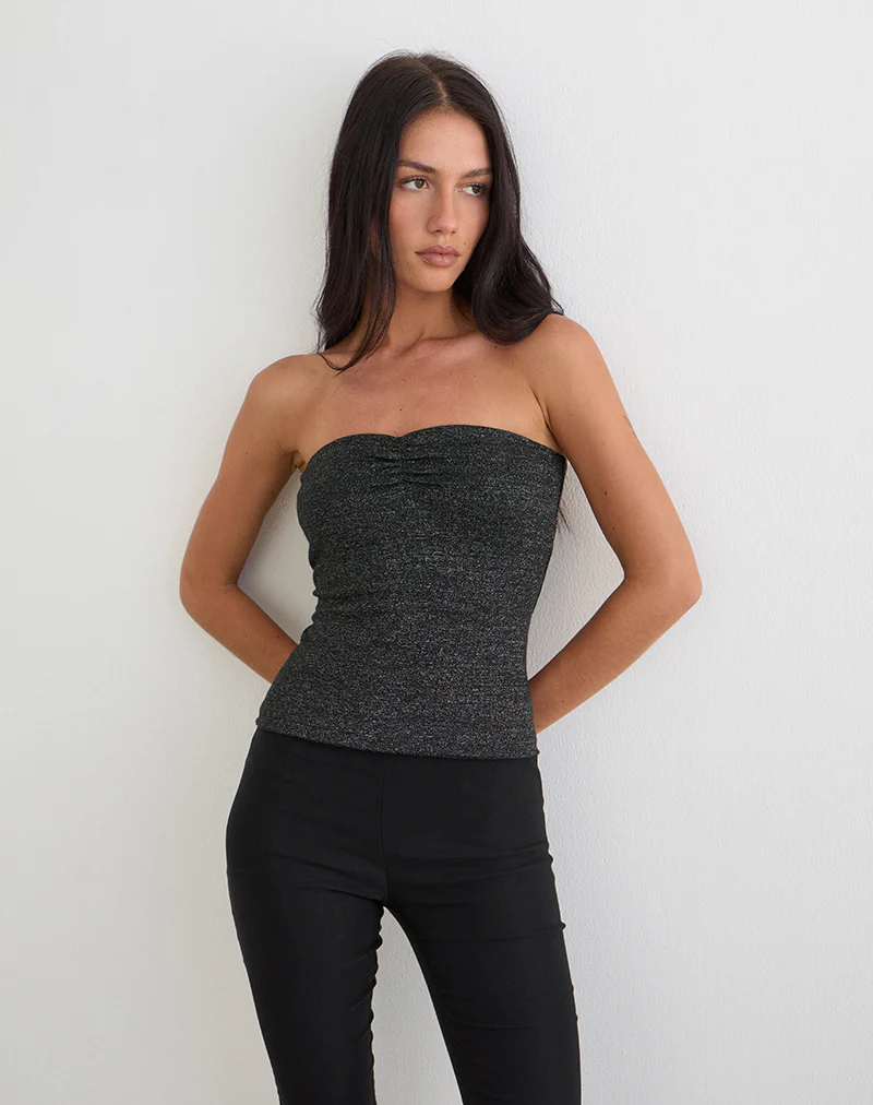 Kolisa Ruched Bust Top in Black - Image 5