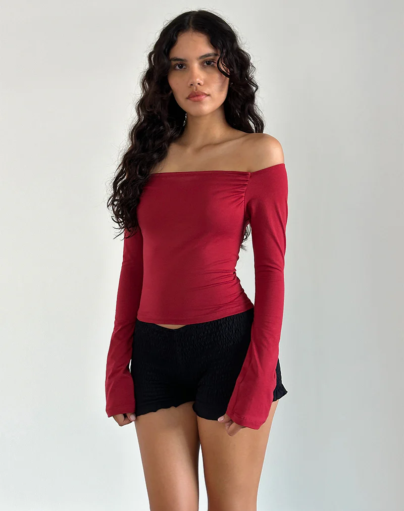 Korby Long Sleeve Top in Adrenaline Red - Image 3