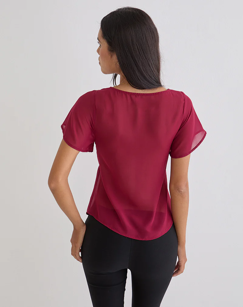 Kota Chiffon Blouse in Burgundy - Image 5