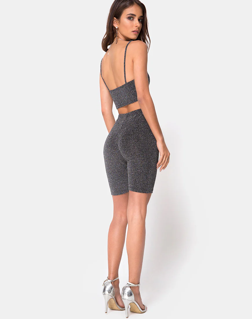 Kozina Crop Top in Silver Glitter - Image 4