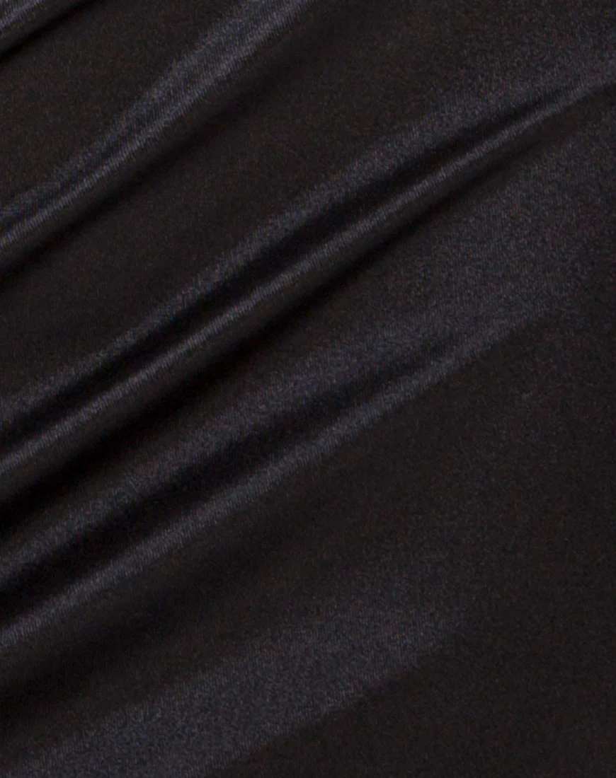 Kozue Mini Dress in Satin Black - Image 5