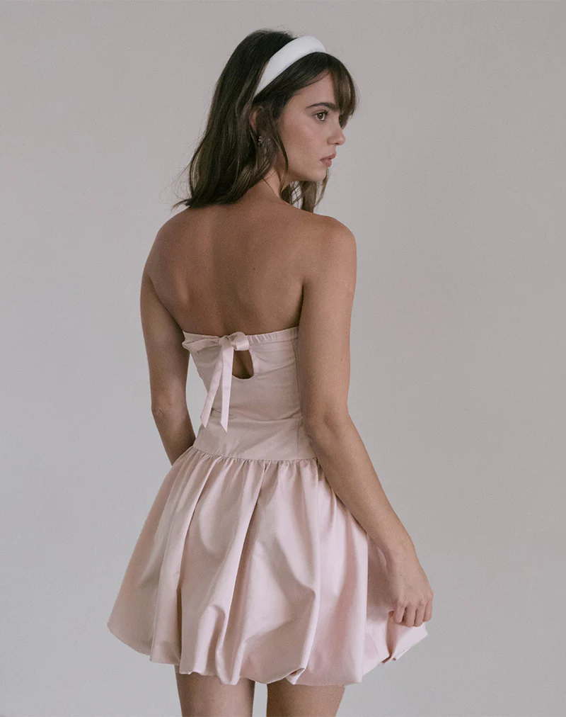 Krayofa Puffball Mini Dress in Baby Pink - Image 3