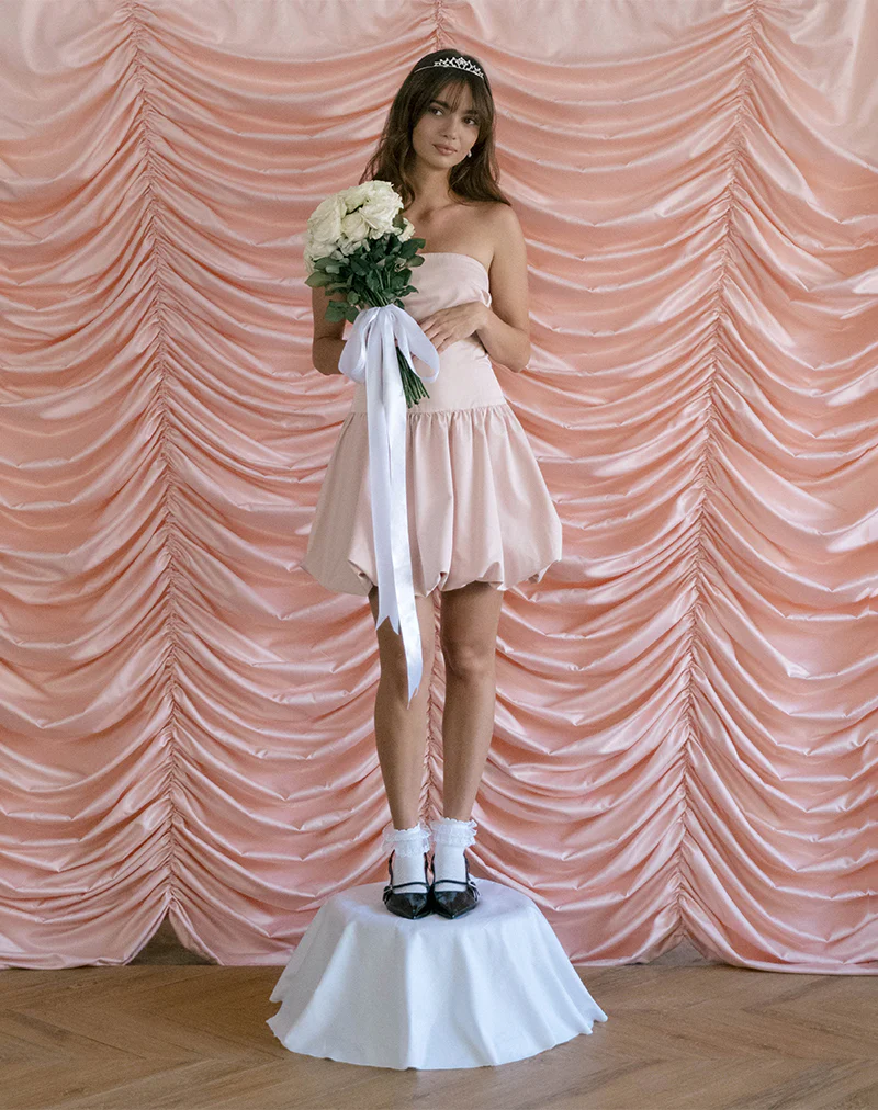 Krayofa Puffball Mini Dress in Baby Pink - Image 4